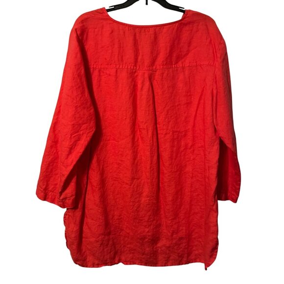 Company Ellen Tracy Sz XL Coral Linen Tunic With Zipper Detail & Front Pockets - Picture 9 of 12